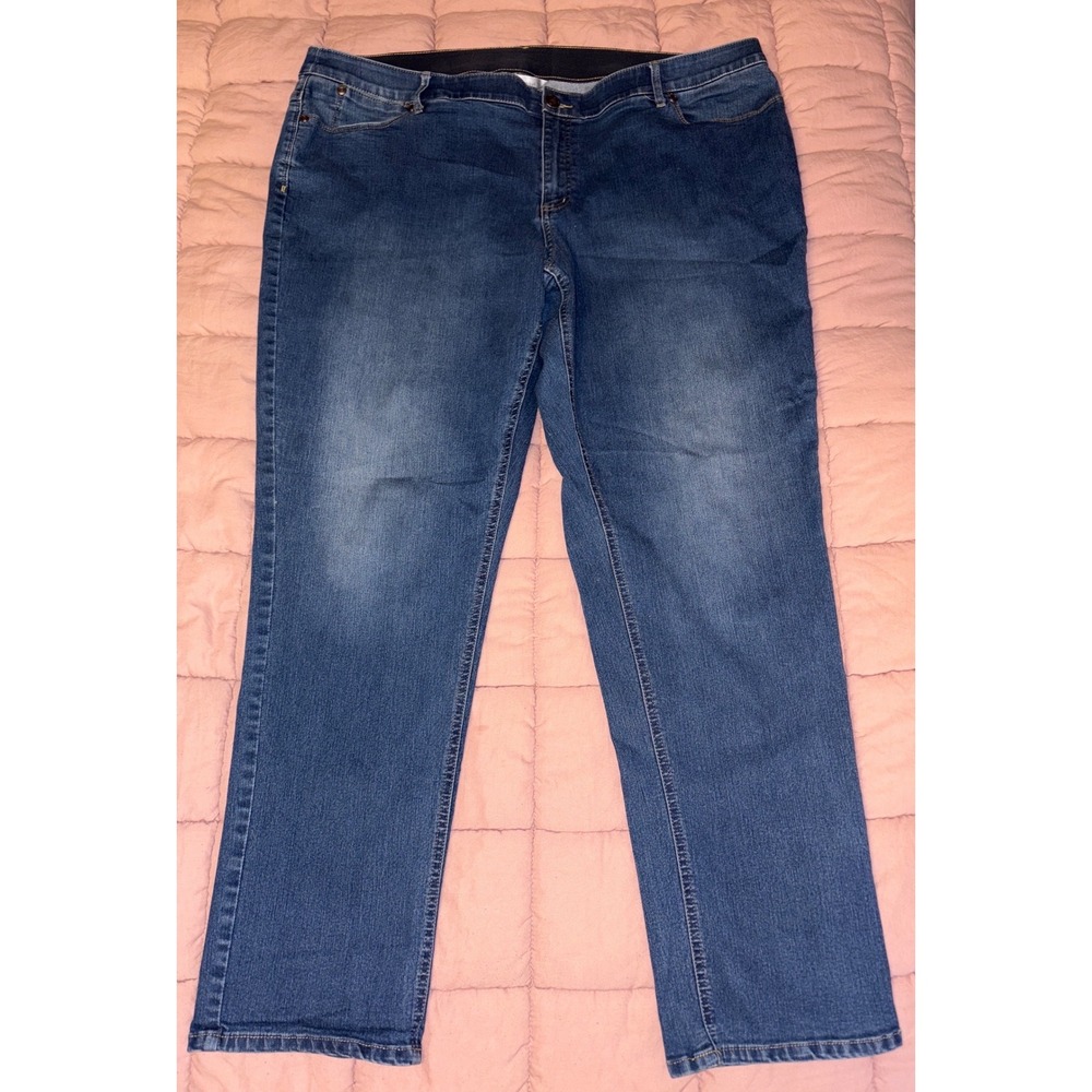 CJ‎ Banks Womens Plus Size Blue Straight Leg Jeans Classic Mid Rise Denim, 22W